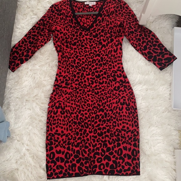 Nanette Lepore leopard print sweater dress - Picture 2 of 3